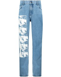 hellblaue bedruckte Jeans von Pleasures