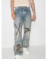 hellblaue bedruckte Jeans von Amiri