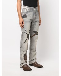 hellblaue bedruckte Jeans von Amiri