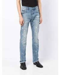 hellblaue bedruckte Jeans von purple brand