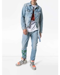 hellblaue bedruckte Jeans von Off-White