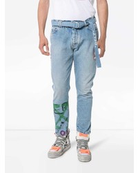 hellblaue bedruckte Jeans von Off-White