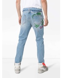 hellblaue bedruckte Jeans von Off-White