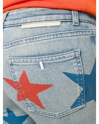 hellblaue bedruckte Jeans von Stella McCartney