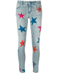 hellblaue bedruckte Jeans von Stella McCartney