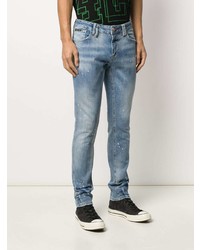 hellblaue bedruckte Jeans von Philipp Plein