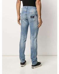 hellblaue bedruckte Jeans von Philipp Plein