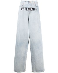 hellblaue bedruckte Jeans von Vetements