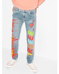 hellblaue bedruckte Jeans von True Religion