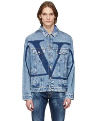 hellblaue bedruckte Jeansjacke von Valentino