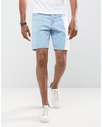 hellblaue bedruckte Jeansshorts