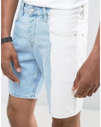 hellblaue bedruckte Jeansshorts von Asos