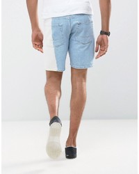 hellblaue bedruckte Jeansshorts von Asos