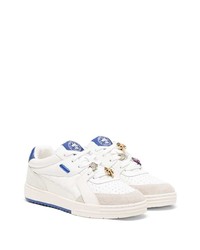 hellblaue bedruckte Leder niedrige Sneakers von Palm Angels