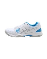 hellblaue bedruckte Leder Sportschuhe von Asics