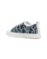 hellblaue bedruckte niedrige Sneakers von Lanvin