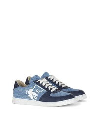 hellblaue bedruckte Segeltuch niedrige Sneakers von Etro