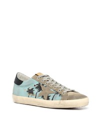 hellblaue bedruckte Segeltuch niedrige Sneakers von Golden Goose