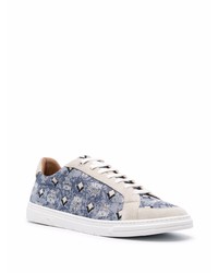 hellblaue bedruckte Segeltuch niedrige Sneakers von MCM