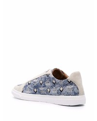 hellblaue bedruckte Segeltuch niedrige Sneakers von MCM