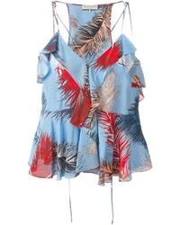 hellblaue bedruckte Seide Bluse von Emilio Pucci