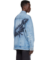 hellblaue bedruckte Shirtjacke aus Jeans von We11done