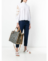 hellblaue bedruckte Shopper Tasche aus Leder von Danielapi