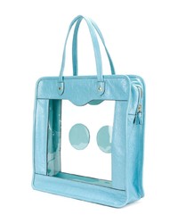 hellblaue bedruckte Shopper Tasche aus Leder von Anya Hindmarch