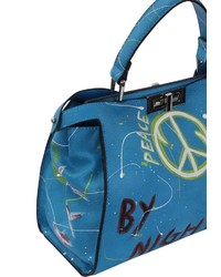 hellblaue bedruckte Shopper Tasche aus Leder von SURI FREY