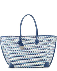 hellblaue bedruckte Shopper Tasche aus Segeltuch