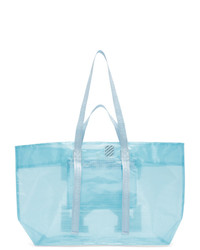 hellblaue bedruckte Shopper Tasche aus Segeltuch von Off-White