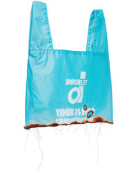 hellblaue bedruckte Shopper Tasche aus Segeltuch von Doublet