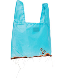 hellblaue bedruckte Shopper Tasche aus Segeltuch von Doublet