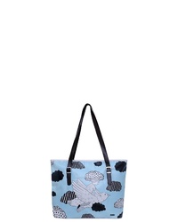 hellblaue bedruckte Shopper Tasche aus Segeltuch von DOGO