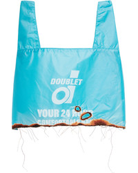 hellblaue bedruckte Shopper Tasche aus Segeltuch von Doublet