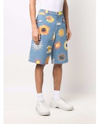 hellblaue bedruckte Shorts von Moschino