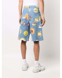 hellblaue bedruckte Shorts von Moschino