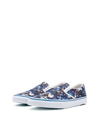 hellblaue bedruckte Slip-On Sneakers aus Segeltuch von Vans