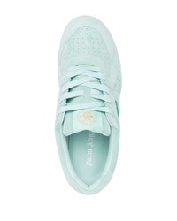 hellblaue bedruckte Wildleder niedrige Sneakers von Palm Angels