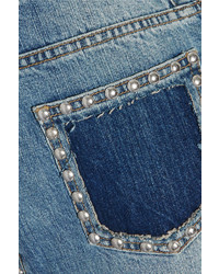 hellblaue beschlagene Jeansshorts von Saint Laurent