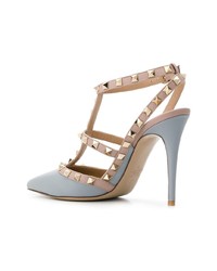 hellblaue beschlagene Leder Pumps von Valentino