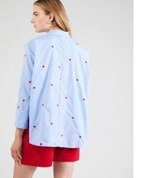 hellblaue bestickte Bluse von Only