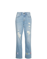 hellblaue bestickte Boyfriend Jeans von Frame Denim