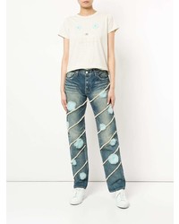 hellblaue bestickte Boyfriend Jeans von Tu Es Mon Trésor