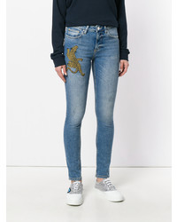 hellblaue bestickte enge Jeans von Zoe Karssen