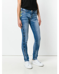 hellblaue bestickte enge Jeans von Philipp Plein