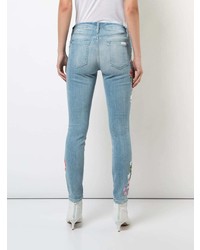 hellblaue bestickte enge Jeans von 7 For All Mankind
