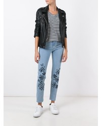 hellblaue bestickte enge Jeans von Victoria Victoria Beckham