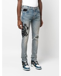 hellblaue bestickte enge Jeans von Amiri