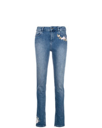 hellblaue bestickte enge Jeans von Twin-Set